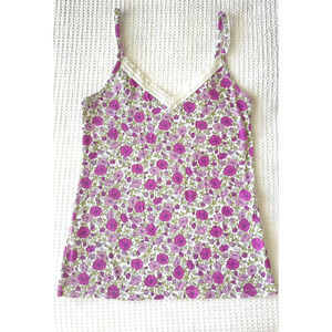 Old Navy Women's Size Large Tank Top Lace Trim Cami Ribbed Y2K Floral Purple